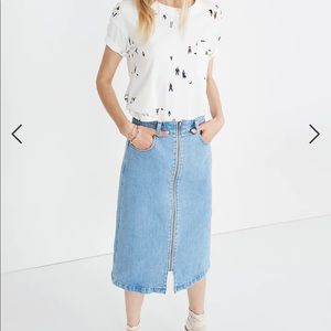 Madewell Janice Wash Zip Midi Jean Skirt